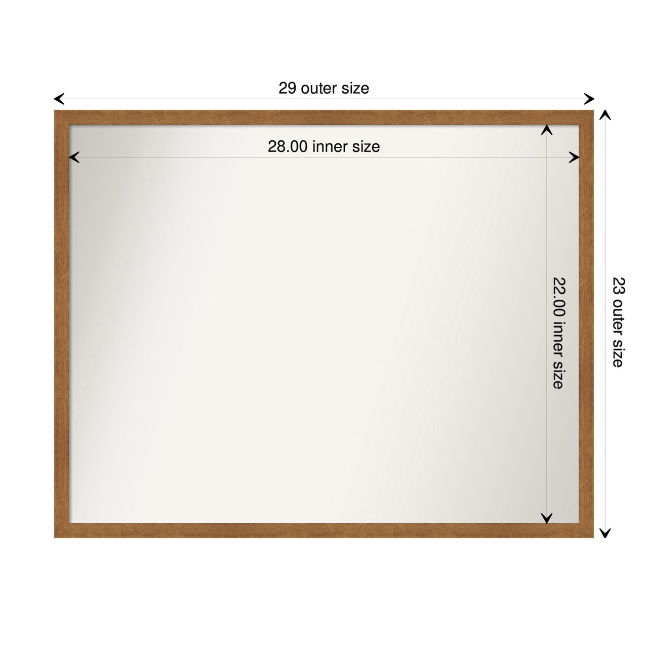 Amanti Art Non-Beveled Wood Wall Mirror, Carlisle Blonde Narrow Frame